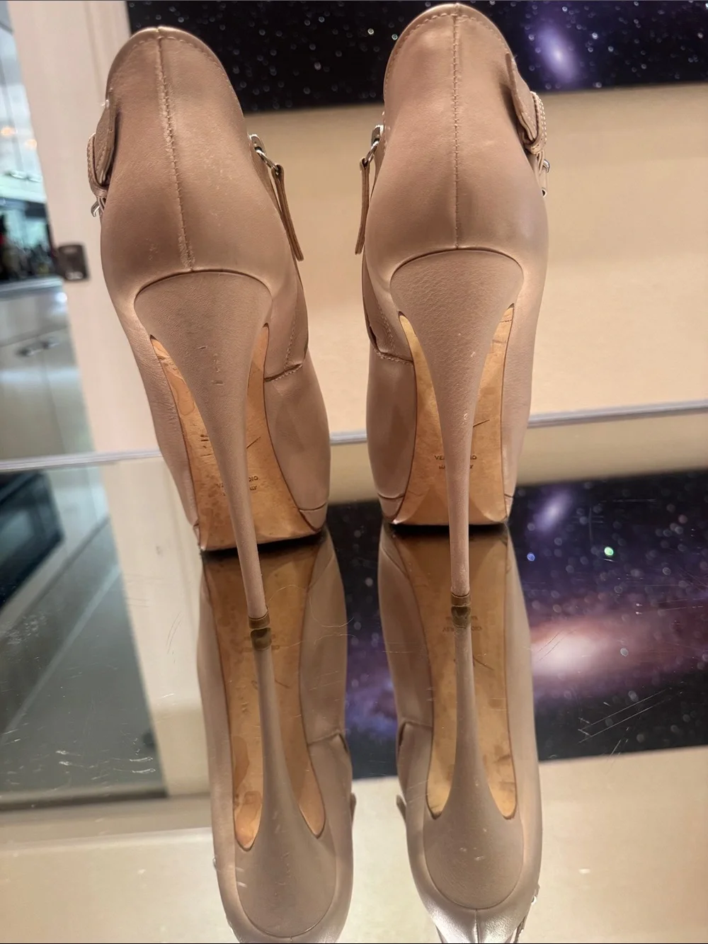 Giuseppe Zanotti Vintage Nude Beige Platform Peep Toe Booties Heels